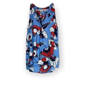 Women’s size large sleeveless blue blouse with flower print